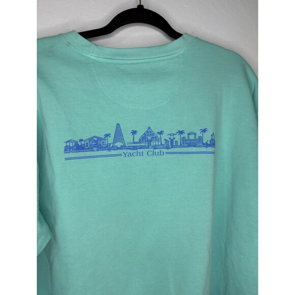 Comfort Colors Seaside Yacht Club Crewneck Sweatshirt Blue Green Size Large 30A - Picture 4 of 7